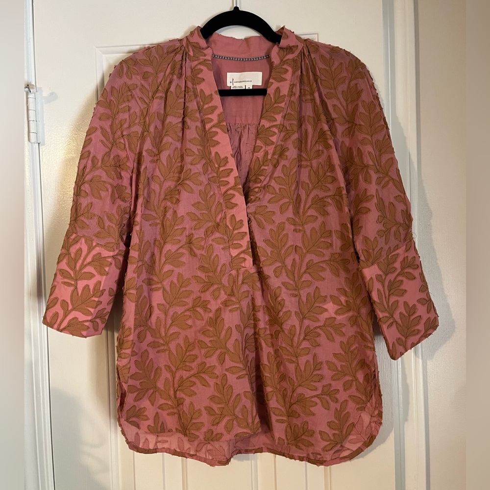 Anthropologie Pink and Brown shirt